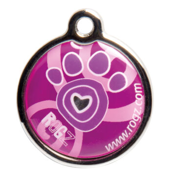RogZ ID Tag Small Metal Pink Paw