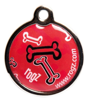 RogZ ID Tag Small Metal Red Rogz Bone