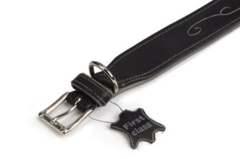LEREN HALSBAND CHIEN ZWART